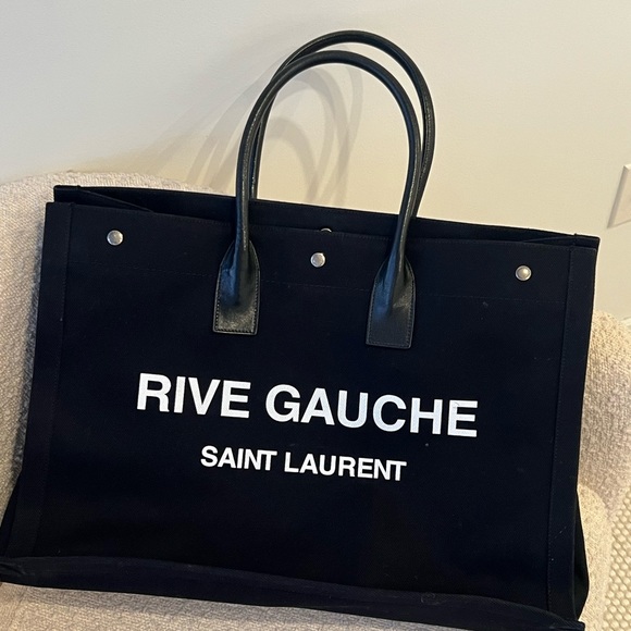 Saint Laurent Rive Gauche Tote in Printed Canvas And Leather - Picture 2 of 6